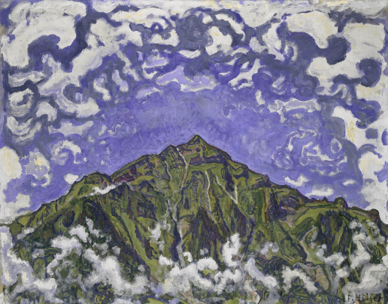 从Heustrich看到的Niesen山，1910年。 作者 费迪南德·霍德勒