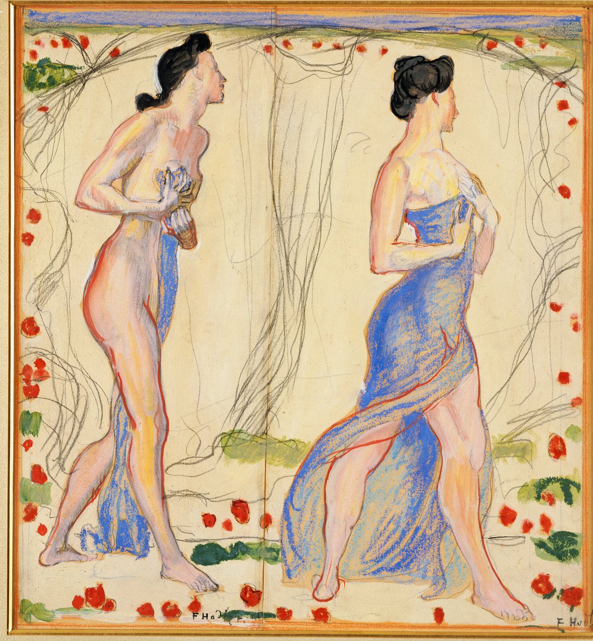 学习有关“ Die Cempfindung I”，c.1901-02 作者 费迪南德·霍德勒