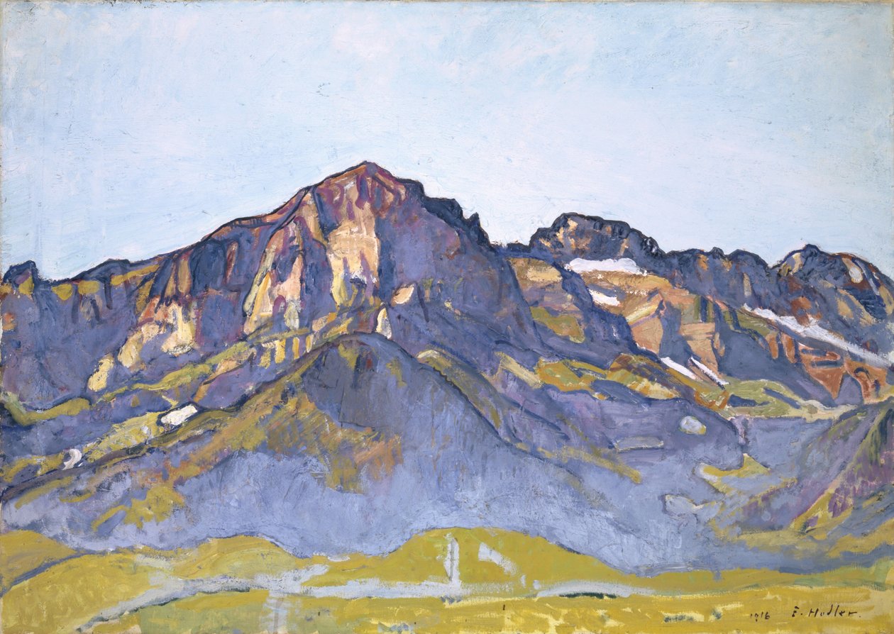 1916年早晨太阳的Champéry的Dents Blanches 作者 费迪南德·霍德勒