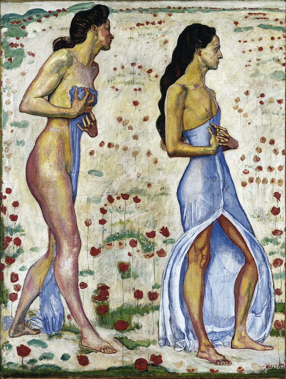 鲜花情感中的两个女人1a，1901-1906 作者 费迪南德·霍德勒