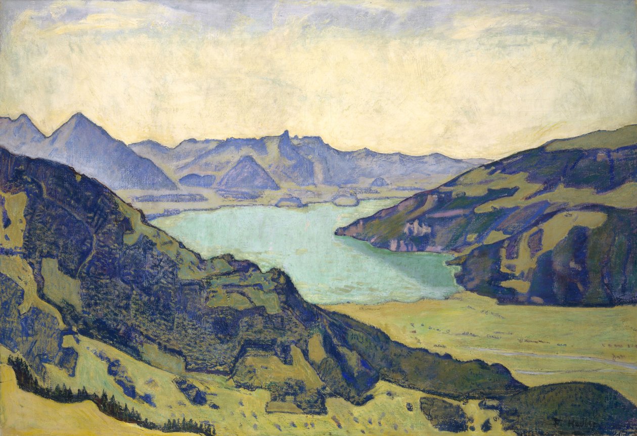从Breitlauenen看图恩湖，1906年。 作者 费迪南德·霍德勒