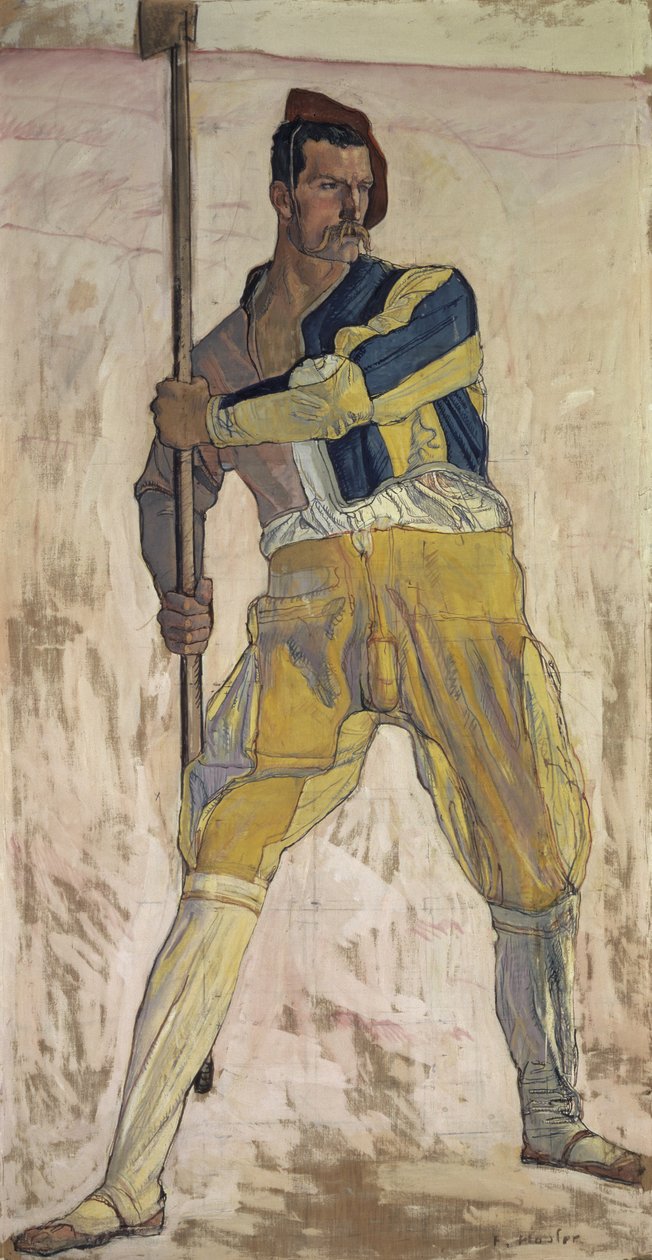 战士与戟，c.1898 作者 费迪南德·霍德勒