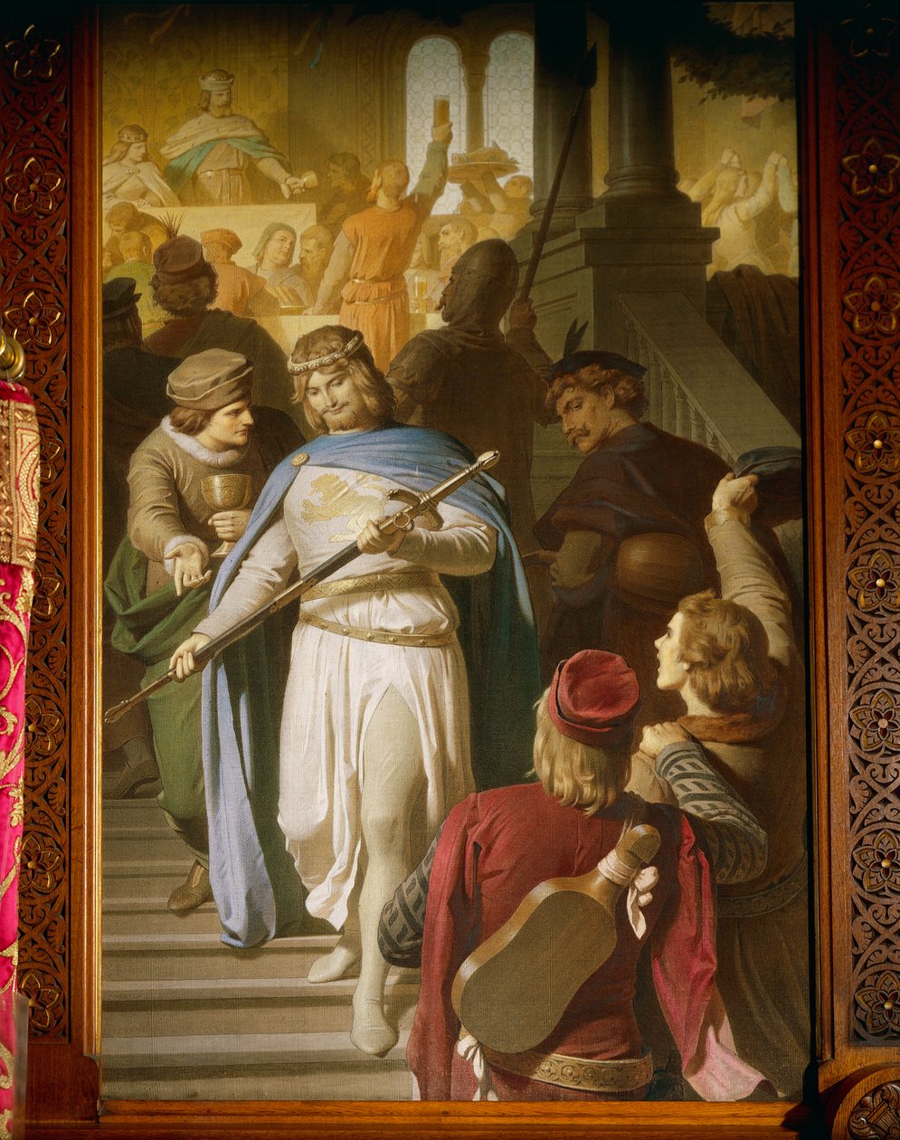 The best poets and minstrels come together at Wartburg and are rewarded by Landgrave Hermann for particularly fine achievements, from the Tannhauser Saga, Dining Room (oil on canvas) 作者 费迪南德二世