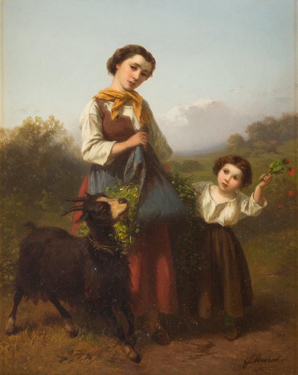 Ferdinand Marohn 年轻牧羊女与孩子 作者 费迪南德·马隆