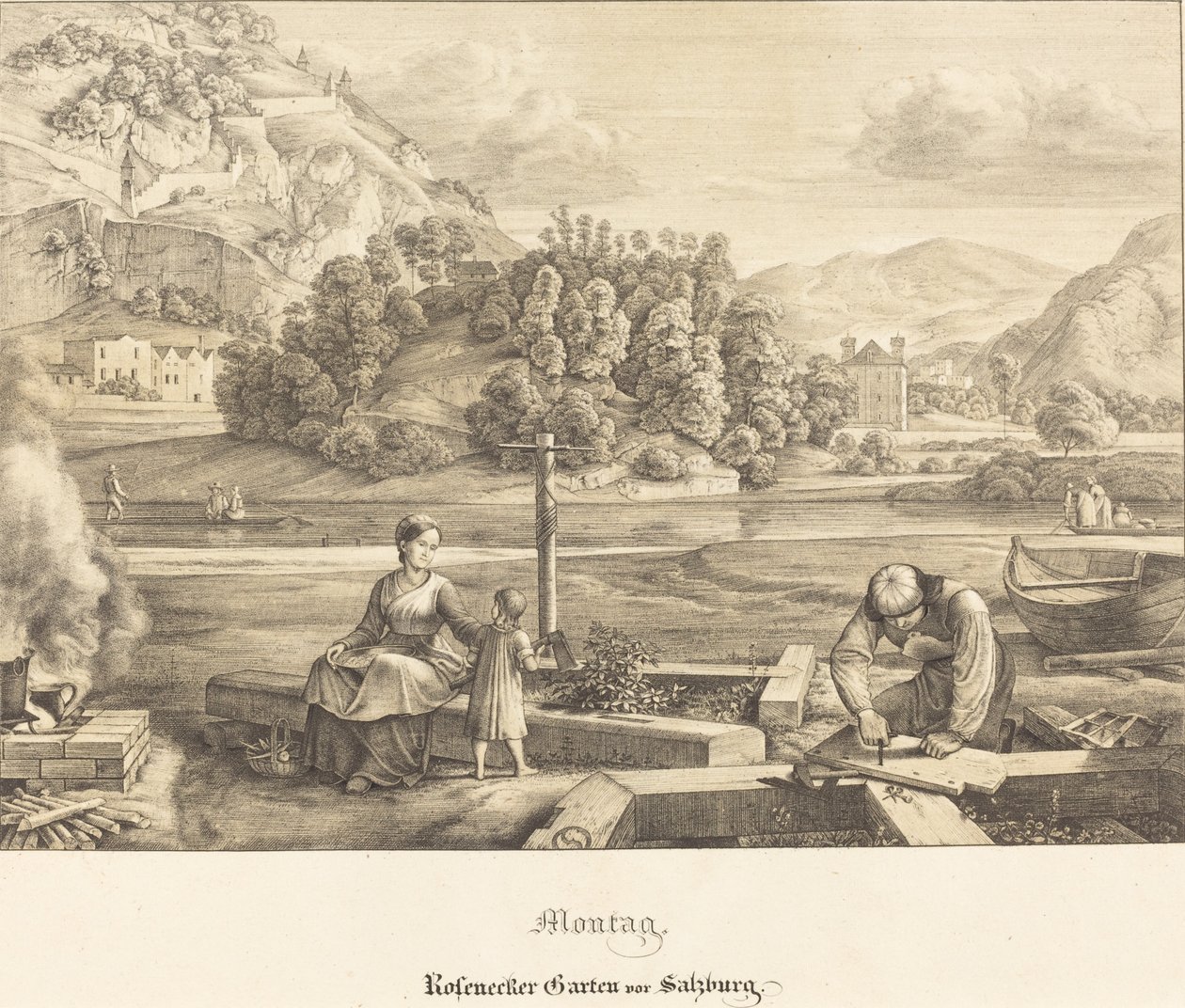 Montag - Rosenecker Garten vor Salzburg (星期一 - 萨尔茨堡附近的Rosenecker花园) 作者 费迪南德·奥利维尔