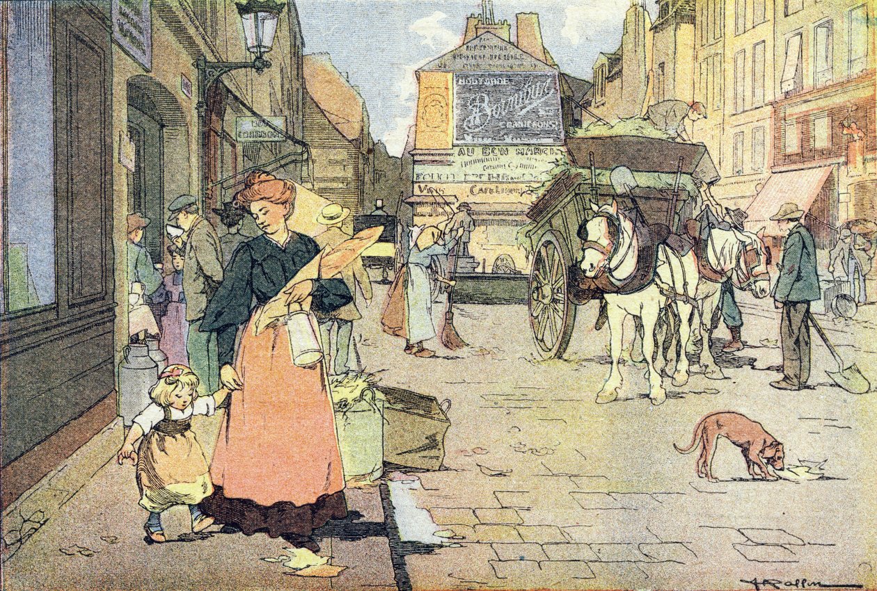 早晨，童年的想象，约 1900 年（版画） 作者 费迪南德·拉芬