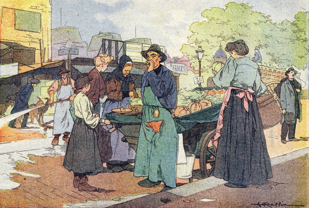 四个季节的商人，《Imagier de l’enfance》，约 1900 年（版画） 作者 费迪南德·拉芬