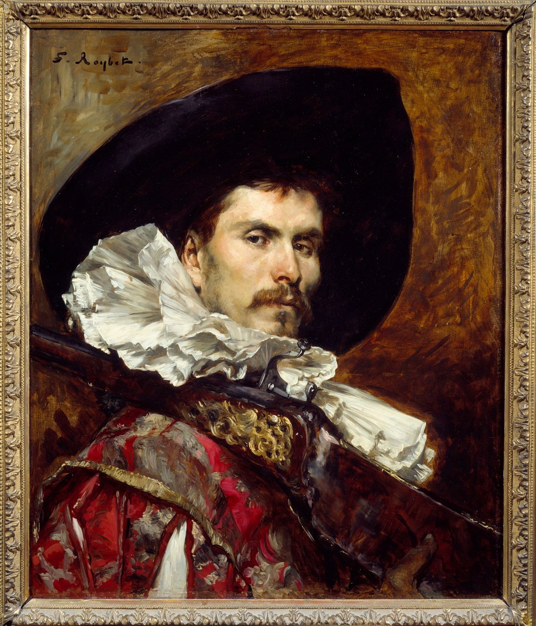 A harquebusier in the 17th century Painting by Ferdinand Roybet (1840-1920) 19th century Lyon, Musee des Beaux Arts 作者 费迪南德·罗伊贝特