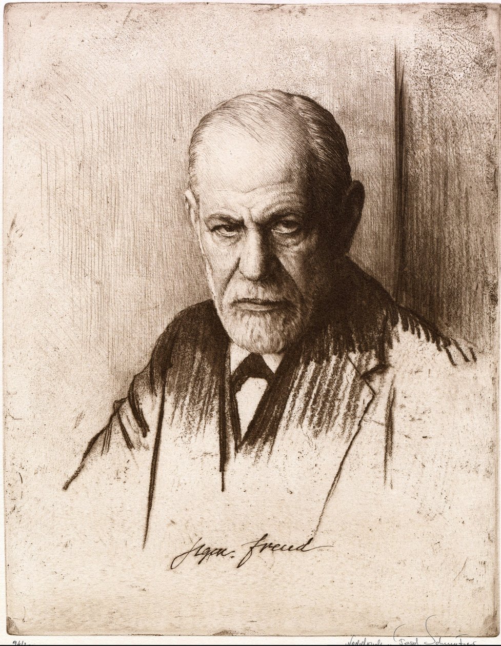 西格蒙德-弗洛伊德（1856-1939 年）肖像。费迪南德-施姆策尔（1870-1928 年）的作品，雕刻 作者 费迪南德·舒穆策