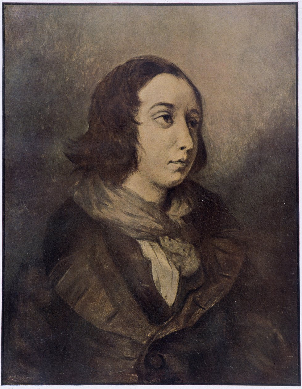德拉克罗瓦的乔治·桑（Aurore Dupin，Baronne Dudevant）（1804-1876）肖像。 作者 费迪南德·维克多·尤金（Ferdinand Victor Eugene）