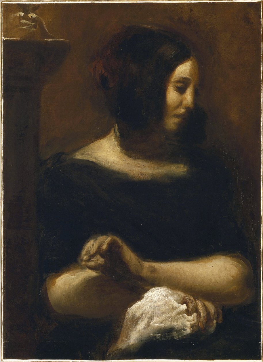 乔治-桑的画像，1838年后 作者 费迪南德·维克多·尤金（Ferdinand Victor Eugene）
