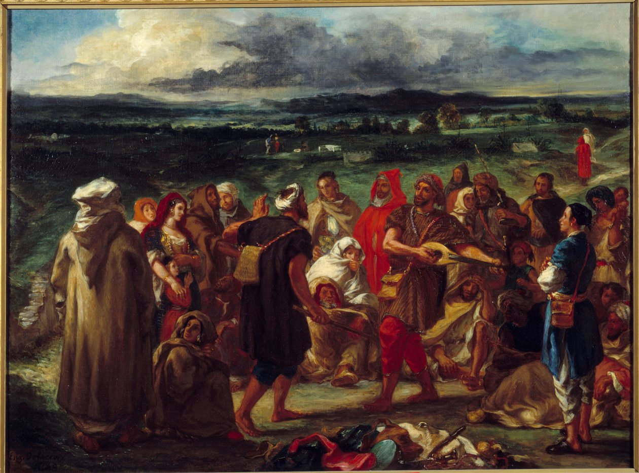 阿拉伯小丑。 尤金·德拉克洛瓦 (Eugene Delacroix) 的绘画 (1798-1863) 作者 费迪南德·维克多·尤金·德拉克罗瓦