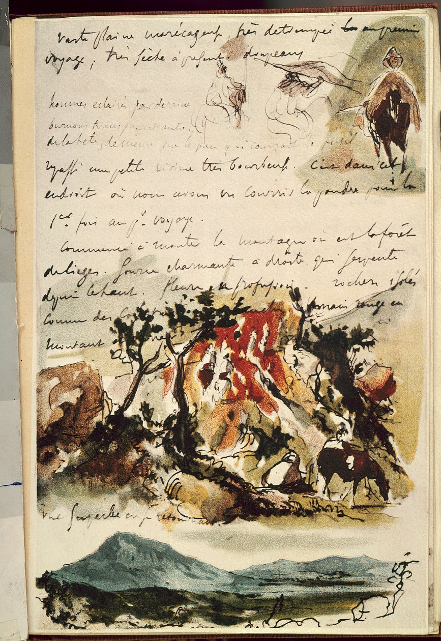 来自摩洛哥的笔记本。 尤金·德拉克洛瓦 (Eugene Delacroix) 的绘画 (1798-1863) 作者 费迪南德·维克多·尤金·德拉克罗瓦