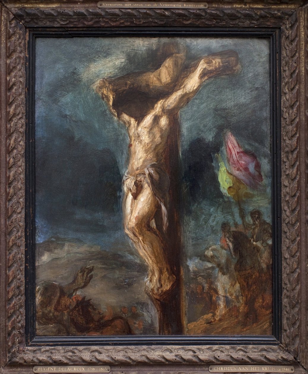 Crucifixion. Painting by Eugene Delacroix (1798-1863), oil on wood 作者 费迪南德·维克多·尤金·德拉克罗瓦