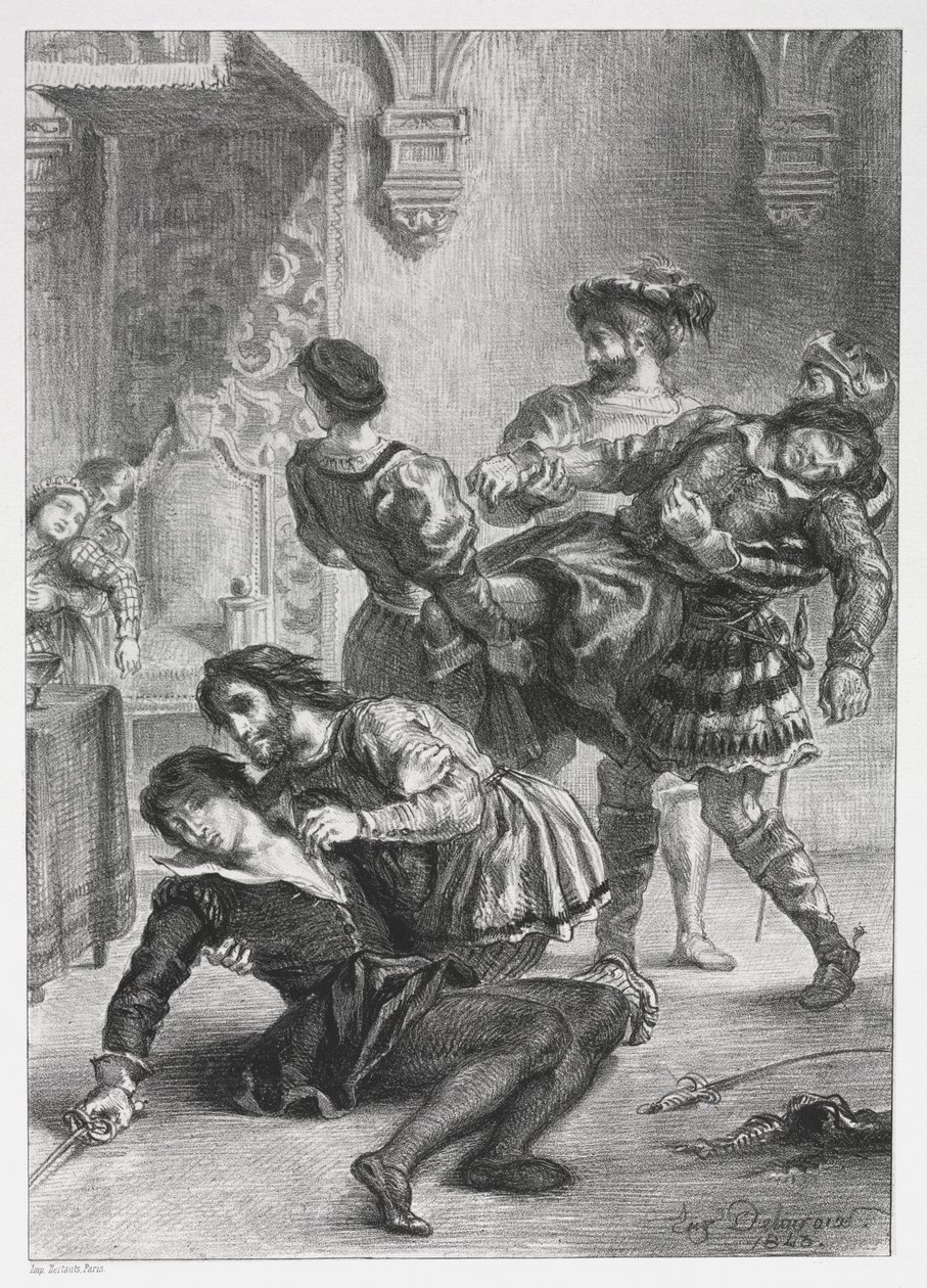 哈姆雷特：哈姆雷特之死，1843年。 作者 费迪南德·维克多·尤金·德拉克罗瓦