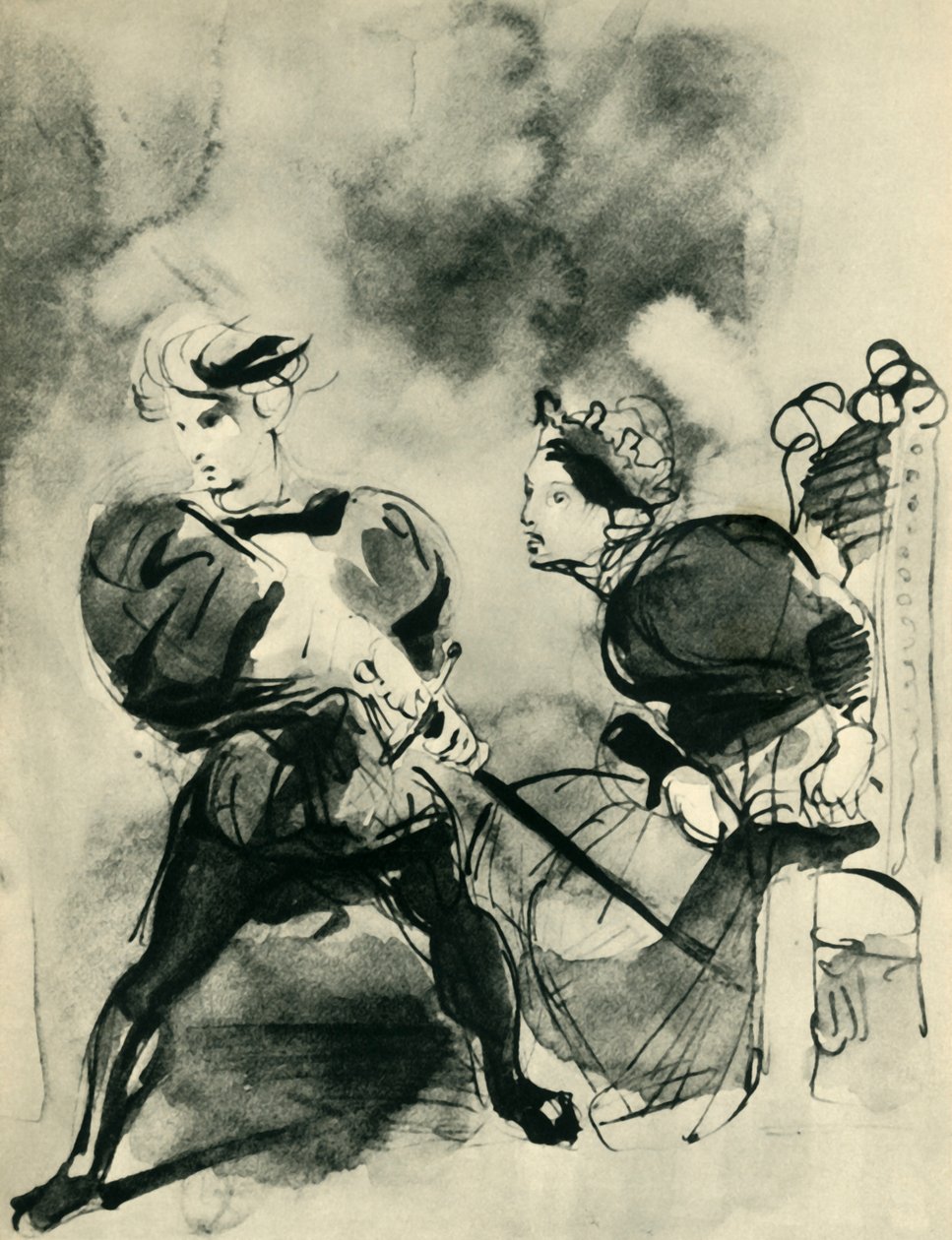 哈姆雷特和波洛纽斯（Hamlet and Polonius），c1830年代，1943年。 作者 费迪南德·维克多·尤金·德拉克罗瓦