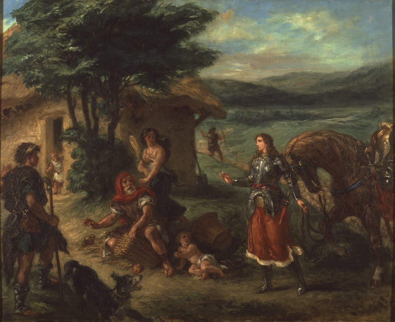 Herminie et les bergers-Erminia and the Shepherds，作者德拉金（Elagene） 作者 费迪南德·维克多·尤金·德拉克罗瓦