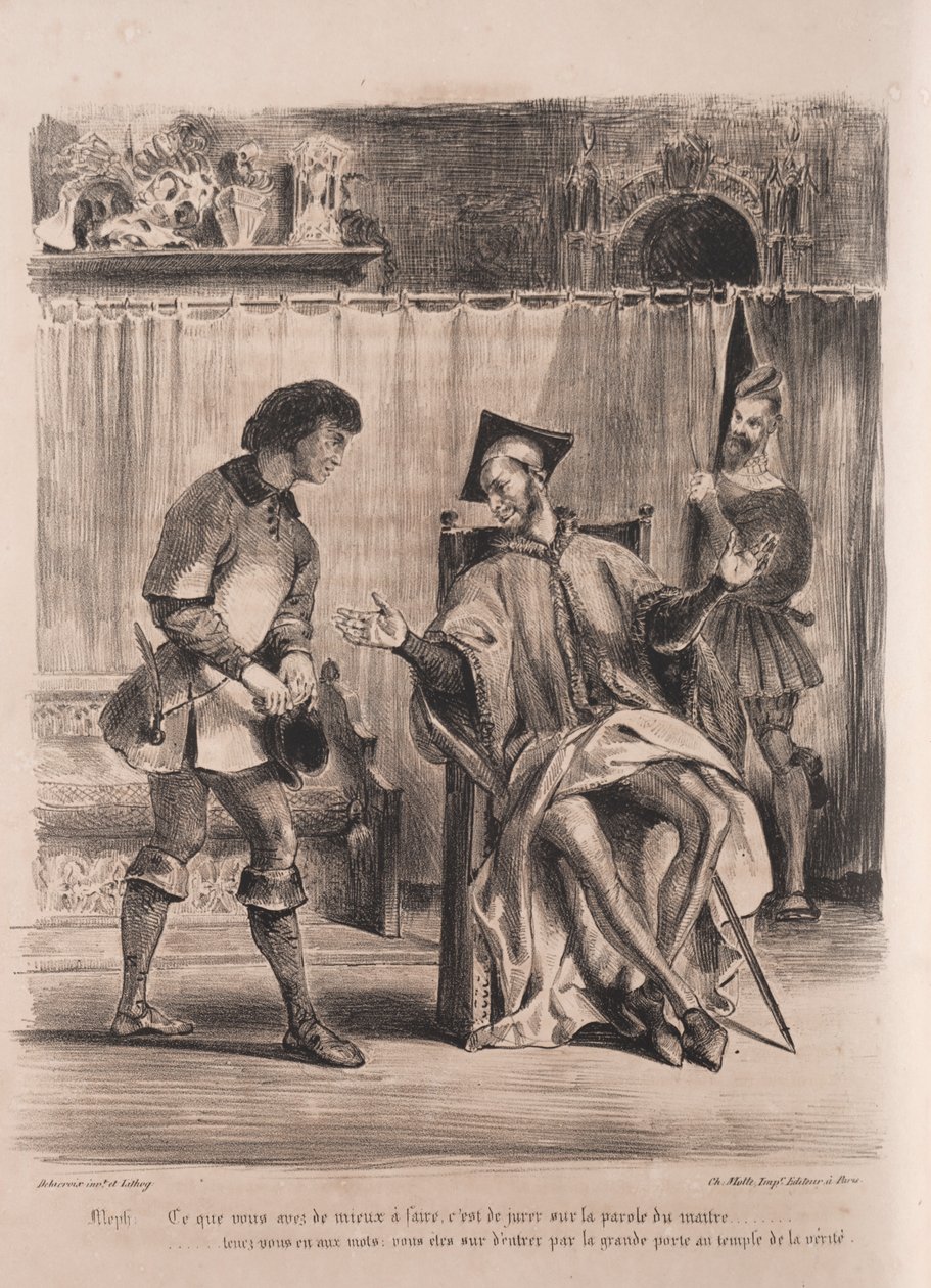 浮士德插图：Méphistophélé收录了男生，1828年。 作者 费迪南德·维克多·尤金·德拉克罗瓦