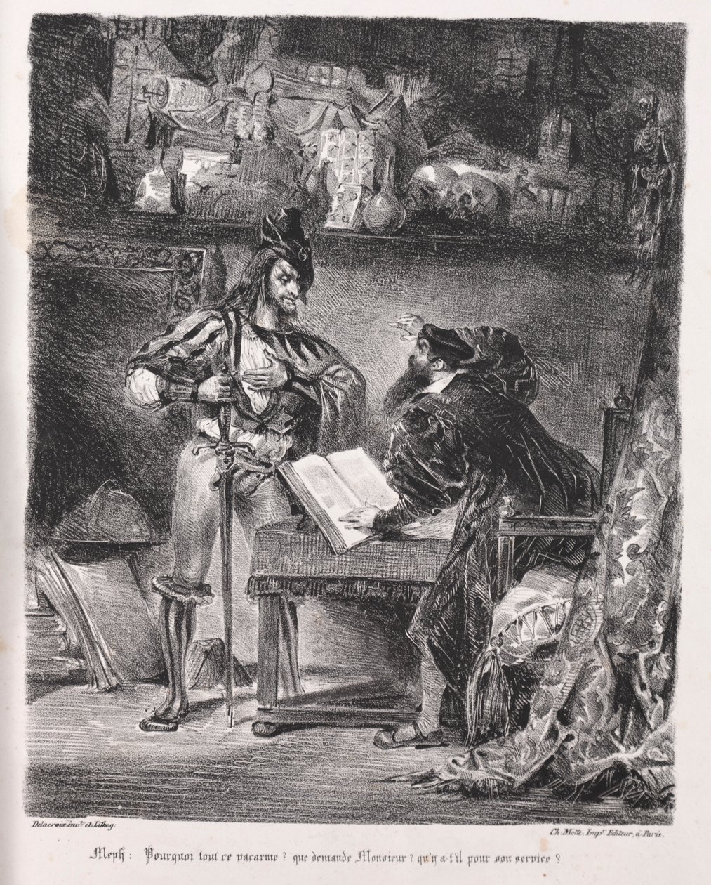 浮士德插图：Méphistophélés于1828年访问浮士德。 作者 费迪南德·维克多·尤金·德拉克罗瓦