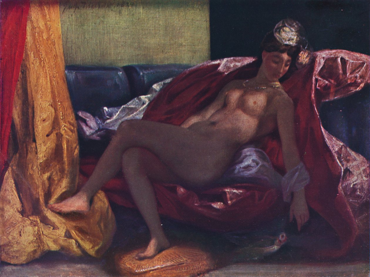 带鹦鹉的女人，1827年，1937年 作者 费迪南德·维克多·尤金·德拉克罗瓦