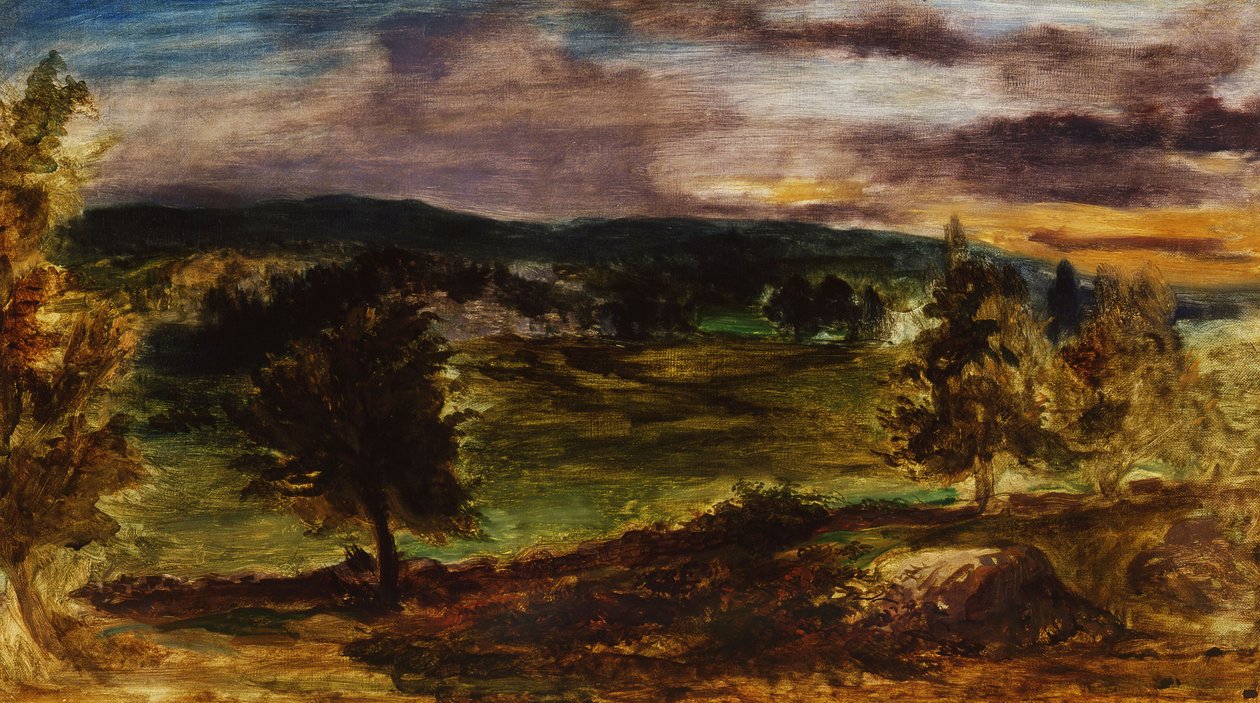 Champrosay 的风景，约 1849 年（布面油画） 作者 费迪南德·维克多·尤金·德拉克罗瓦