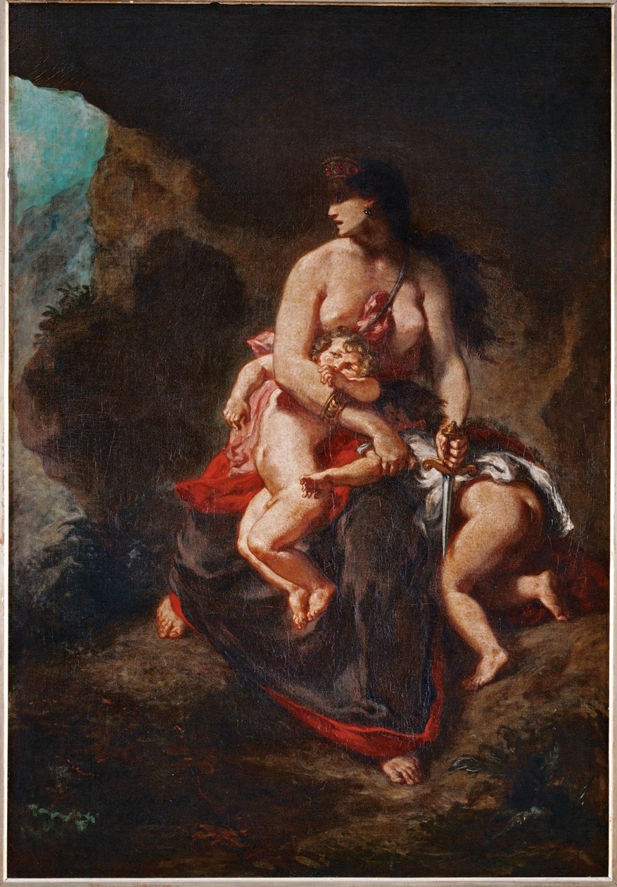 愤怒的美狄亚（Medea furieuse - Wrathful Medea）... 作者 费迪南德·维克多·尤金·德拉克罗瓦