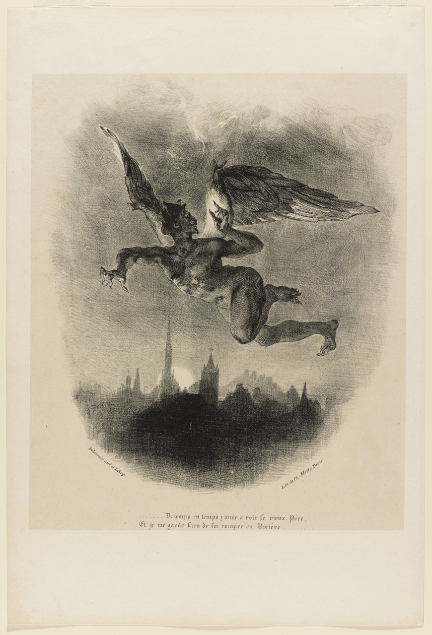 Mephistopheles dans les airs（浮士德的卷首画） 作者 费迪南德·维克多·尤金·德拉克罗瓦