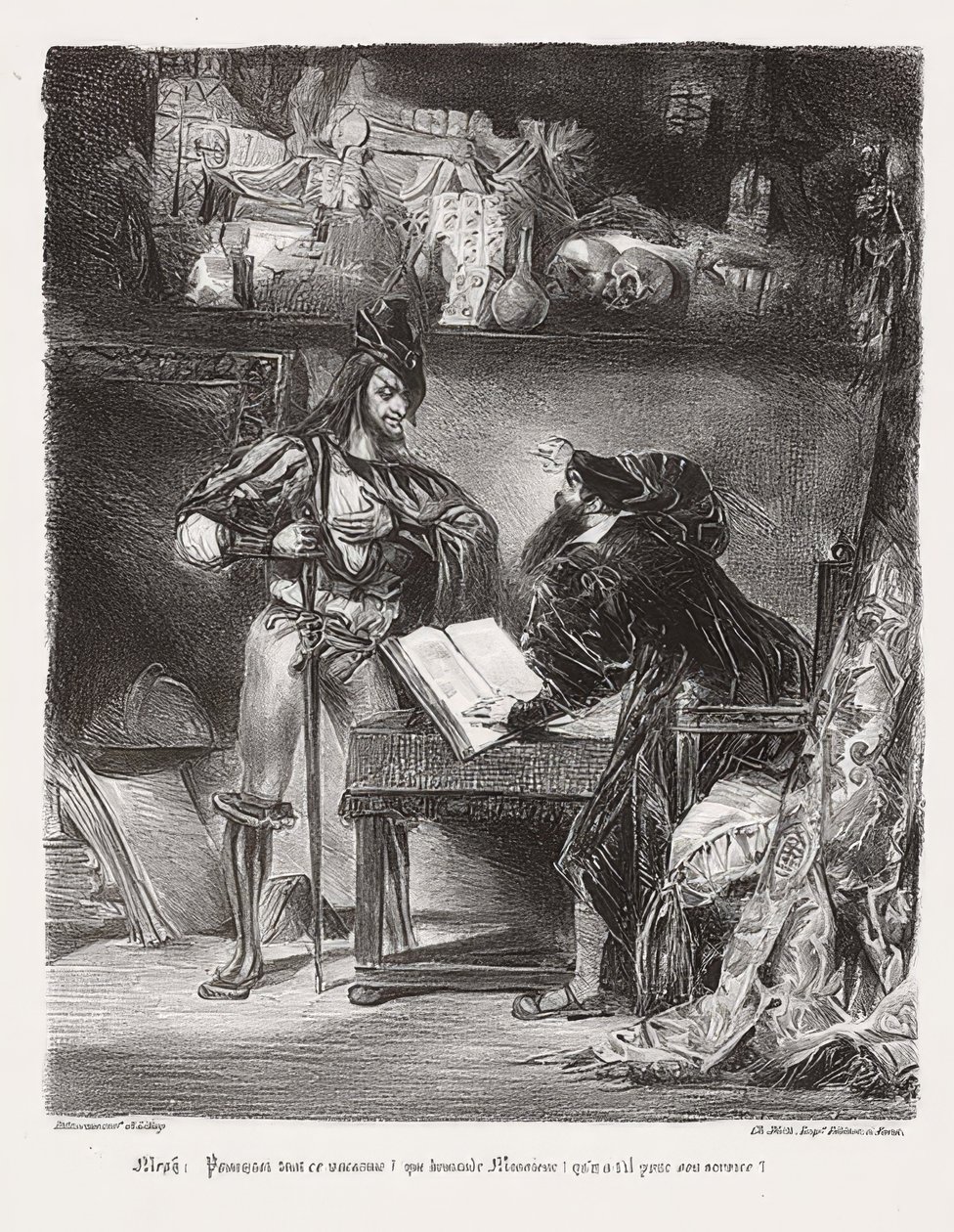 浮士德（Mausophistophélès）装置的浮士德（墨菲斯托现身浮士德）。 1828 作者 费迪南德·维克多·尤金·德拉克罗瓦