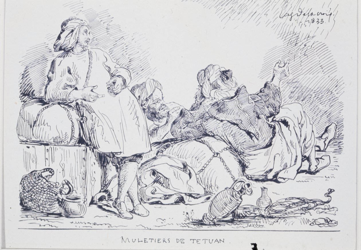 来自Tetuán的骡子司机，1833年 作者 费迪南德·维克多·尤金·德拉克罗瓦