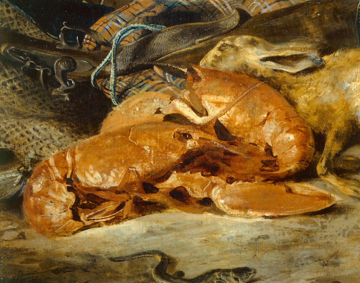 Nature morte au homard - 龙虾静物画... 作者 费迪南德·维克多·尤金·德拉克罗瓦