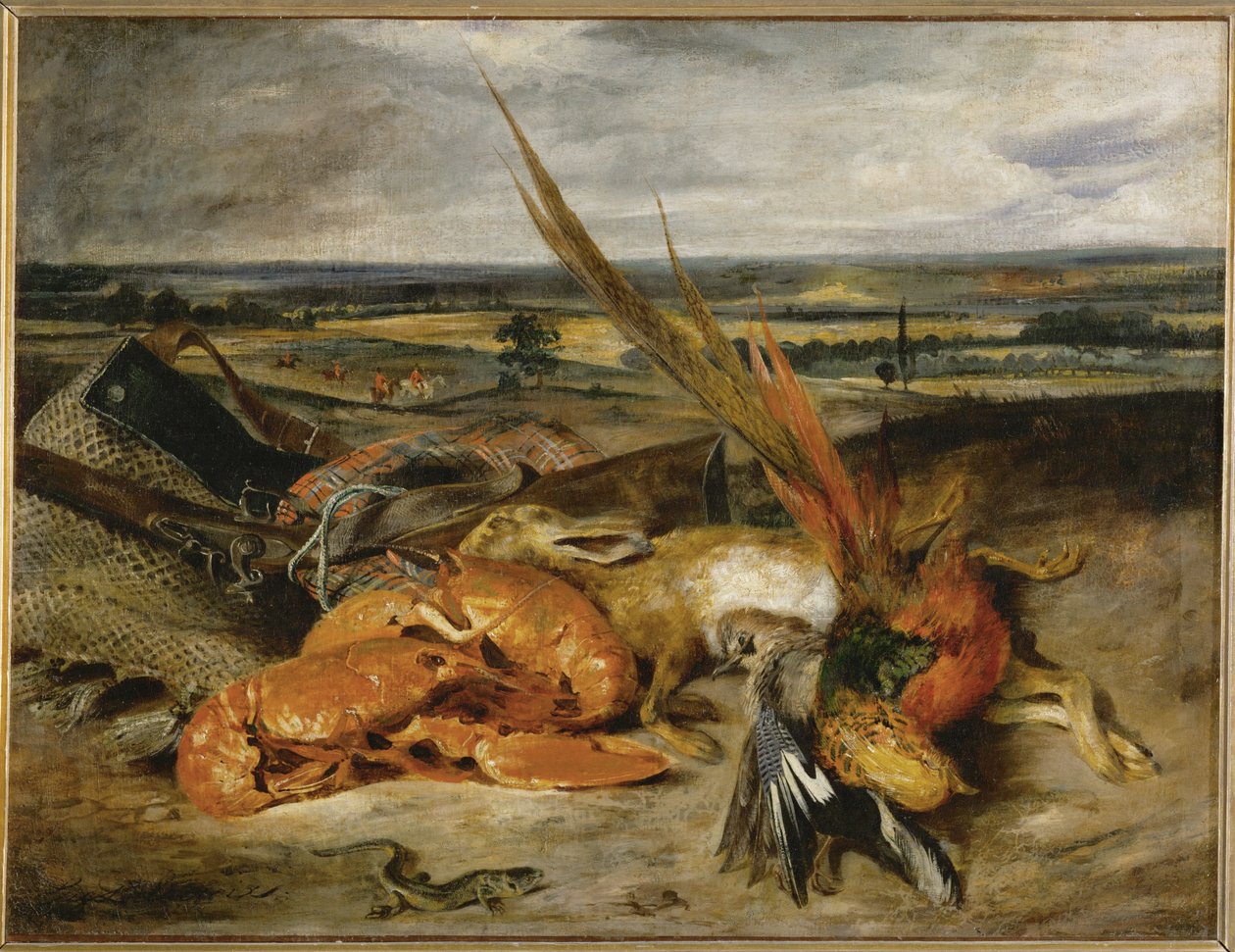 Nature morte au homard - 龙虾静物画... 作者 费迪南德·维克多·尤金·德拉克罗瓦
