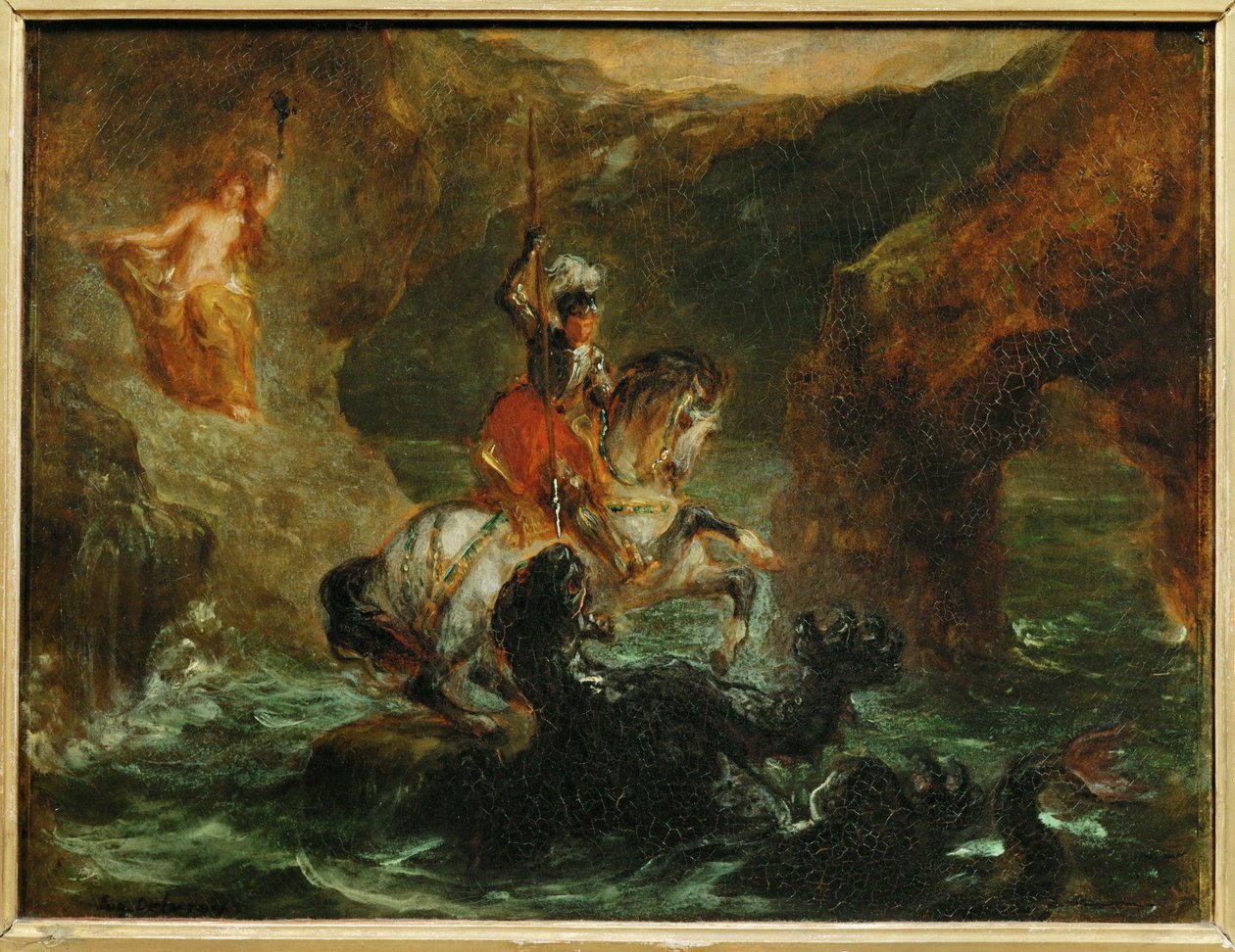 Saint Georges combattant le dragon, dit aussi Persee delivrant Andromede - 圣乔治与龙战斗 ... 作者 费迪南德·维克多·尤金·德拉克罗瓦