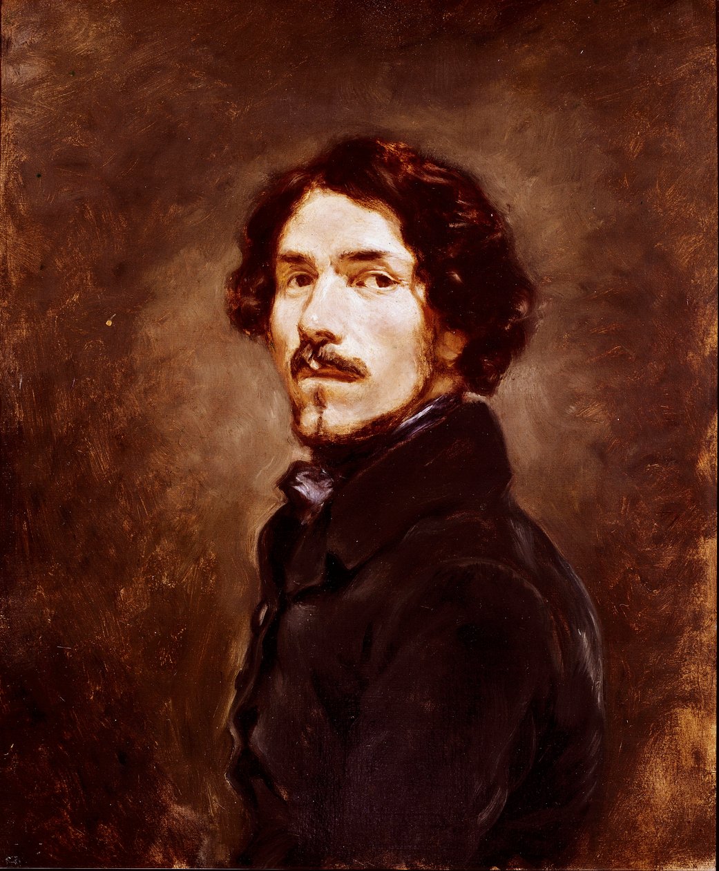 Self-portrait at the age of 44 Painting by Eugene Delacroix (1798-1863) 1842 circa Florence, Galleria degli Uffizi (Offices) 作者 费迪南德·维克多·尤金·德拉克罗瓦