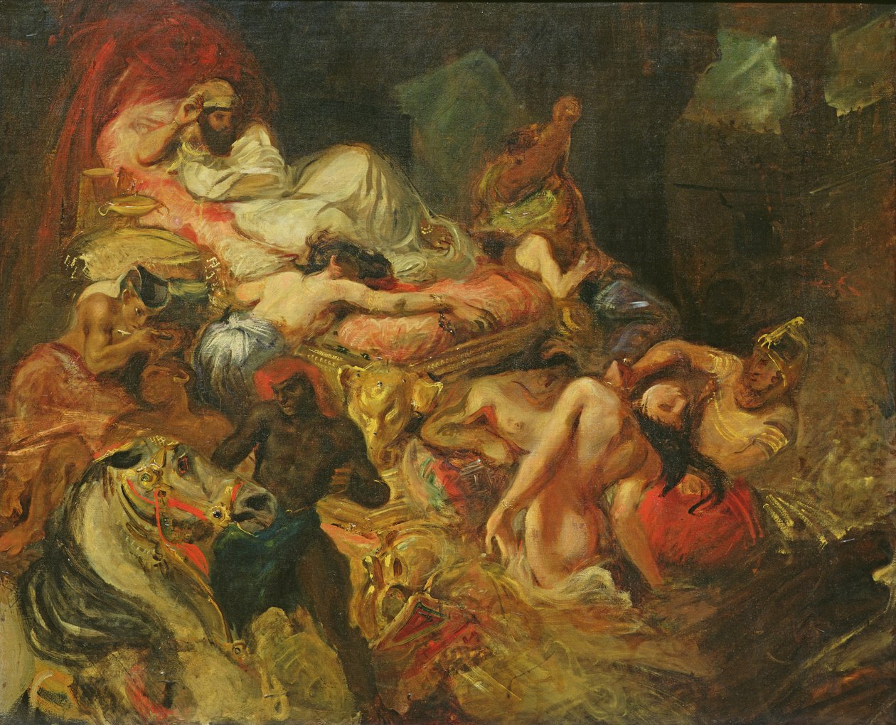 1827年之前的Sardanapalus之死研究（布面油画） 作者 费迪南德·维克多·尤金·德拉克罗瓦