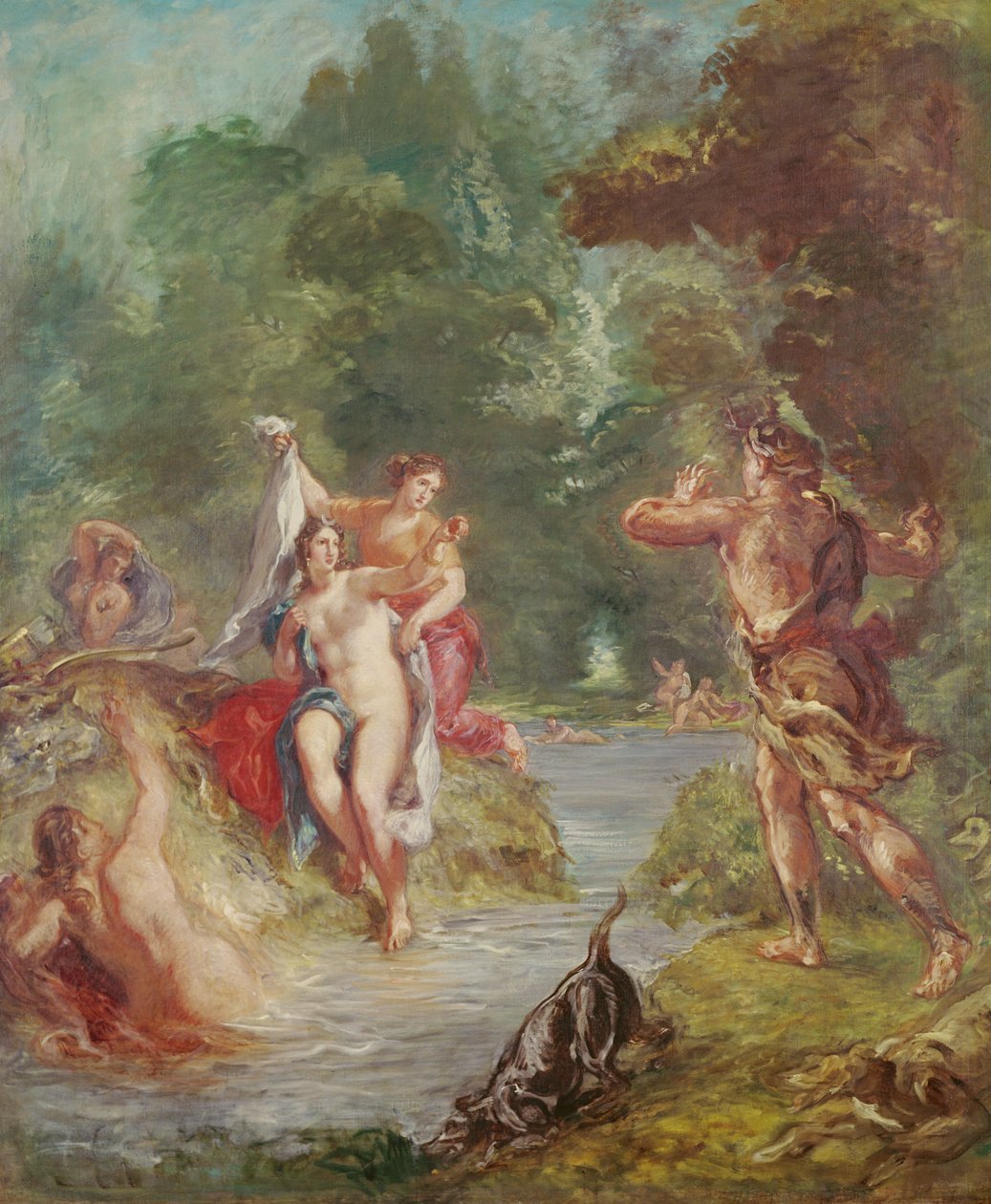 夏季的四季：戴安娜和Actaeon，1862年 作者 费迪南德·维克多·尤金·德拉克罗瓦