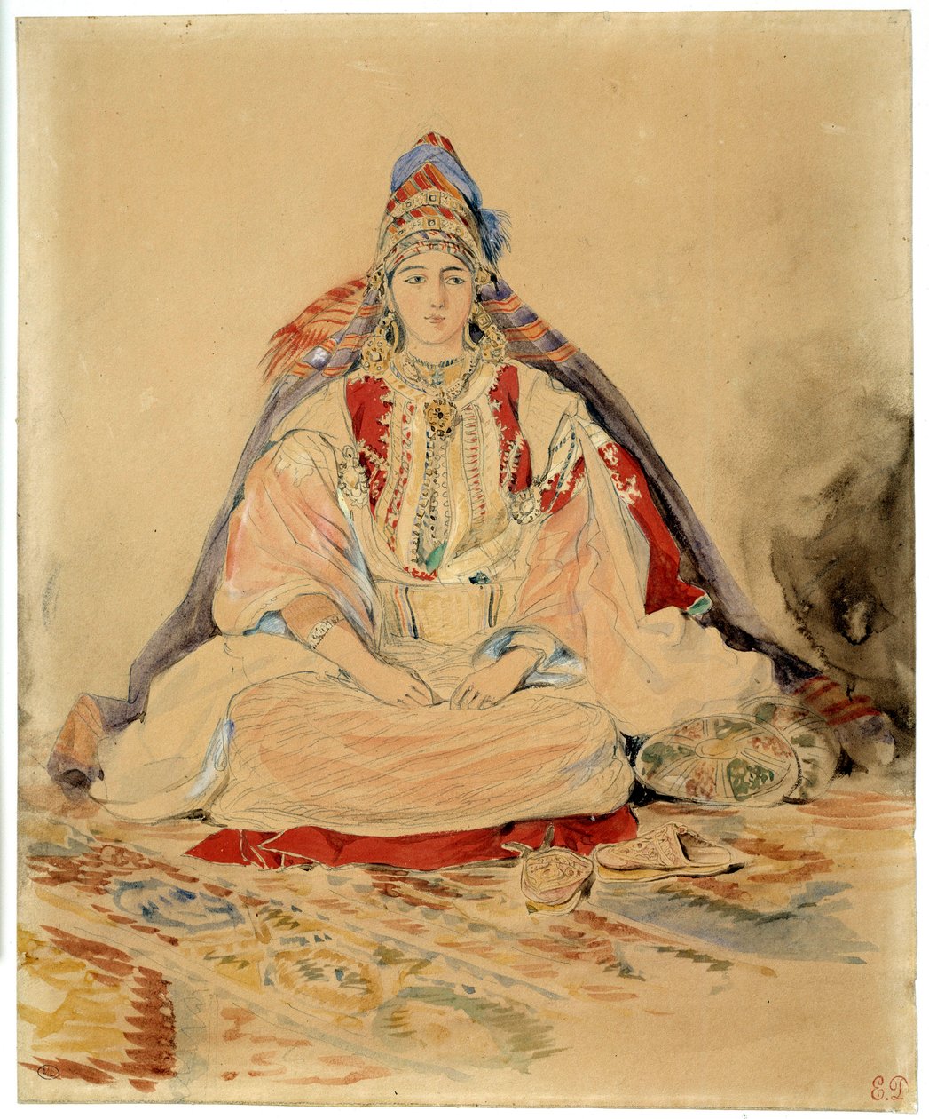 丹吉尔的犹太婚姻。尤金-德拉克洛瓦（1798-1863）的水彩画作品 作者 费迪南德·维克多·尤金·德拉克罗瓦