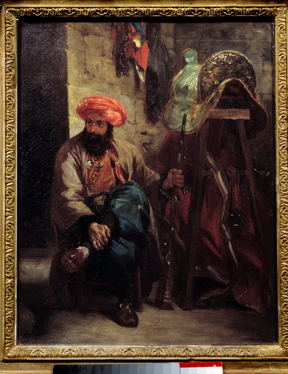 Eugene Delacroix (1798-1863) 1825 年创作的土耳其马鞍画。 0,41x0,33 米。 作者 费迪南德·维克多·尤金·德拉克罗瓦
