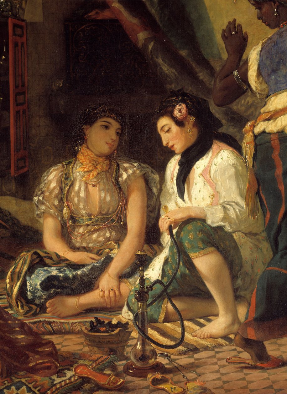 阿尔及尔妇女在他们的Detail公寓里。尤金·德拉克洛瓦（Eugene Delacroix）绘画 作者 费迪南德·维克多·尤金·德拉克罗瓦