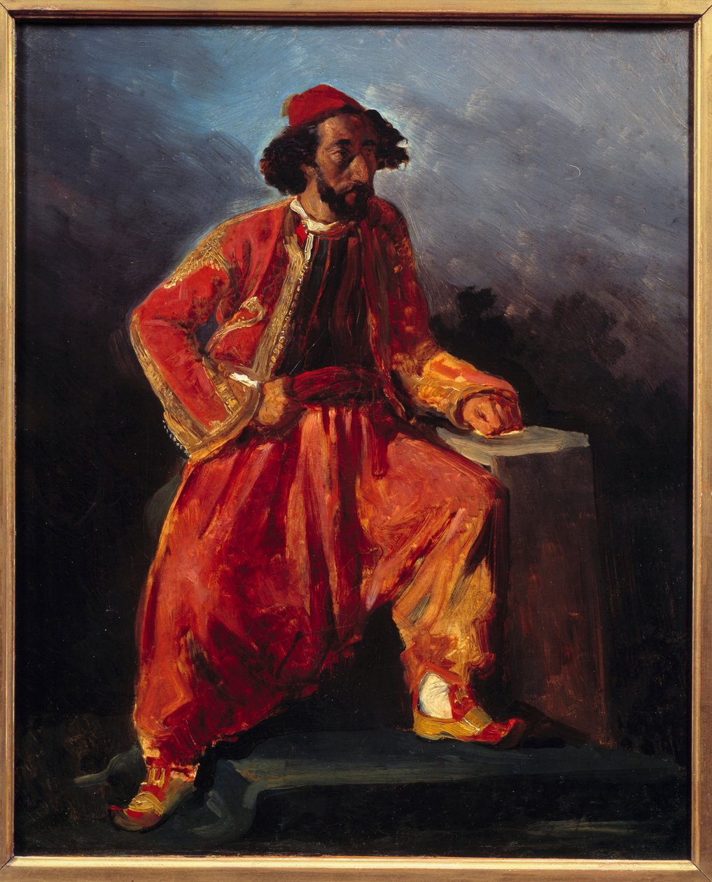 Turkish sitting. Presume portrait of Paul Barroilhet (1805 - 1871) lyric artist. Painting by Eugene Delacroix (1798-1863) 作者 费迪南德·维克多·尤金·德拉克罗瓦