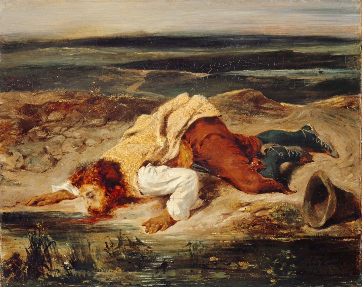 受伤的Brigand（罗马牧羊犬），1825年 作者 费迪南德·维克多·尤金·德拉克罗瓦