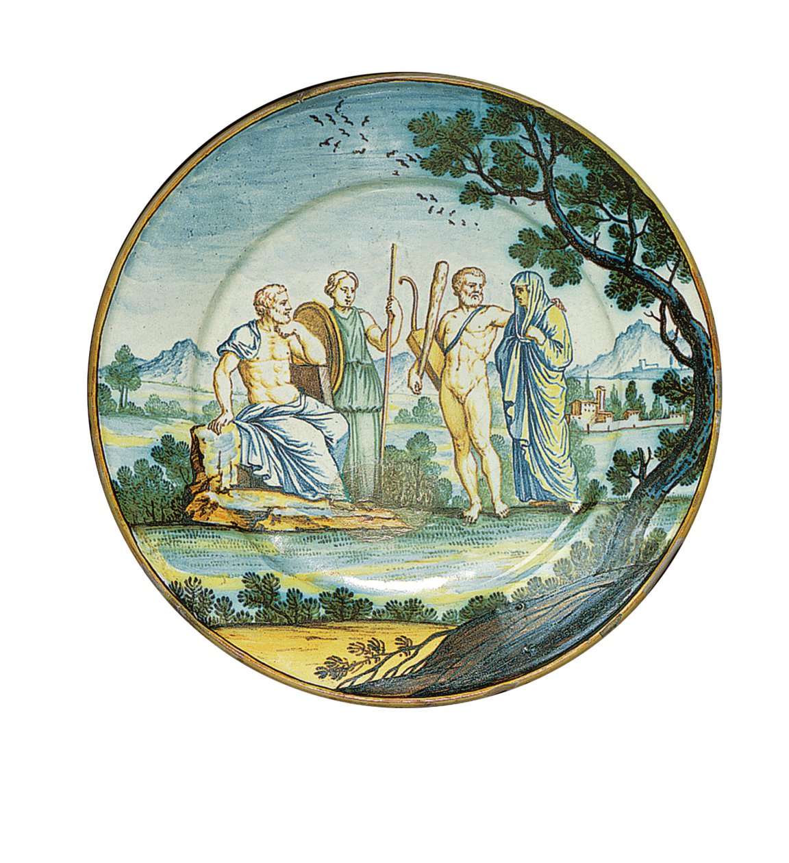 锡耶纳板块，赫拉克勒斯（Hercules）将阿切斯缇斯（Alcestis）带到国王阿德米德斯（Admetus）之前，约1745年 作者 费迪南多·玛丽亚·坎帕尼