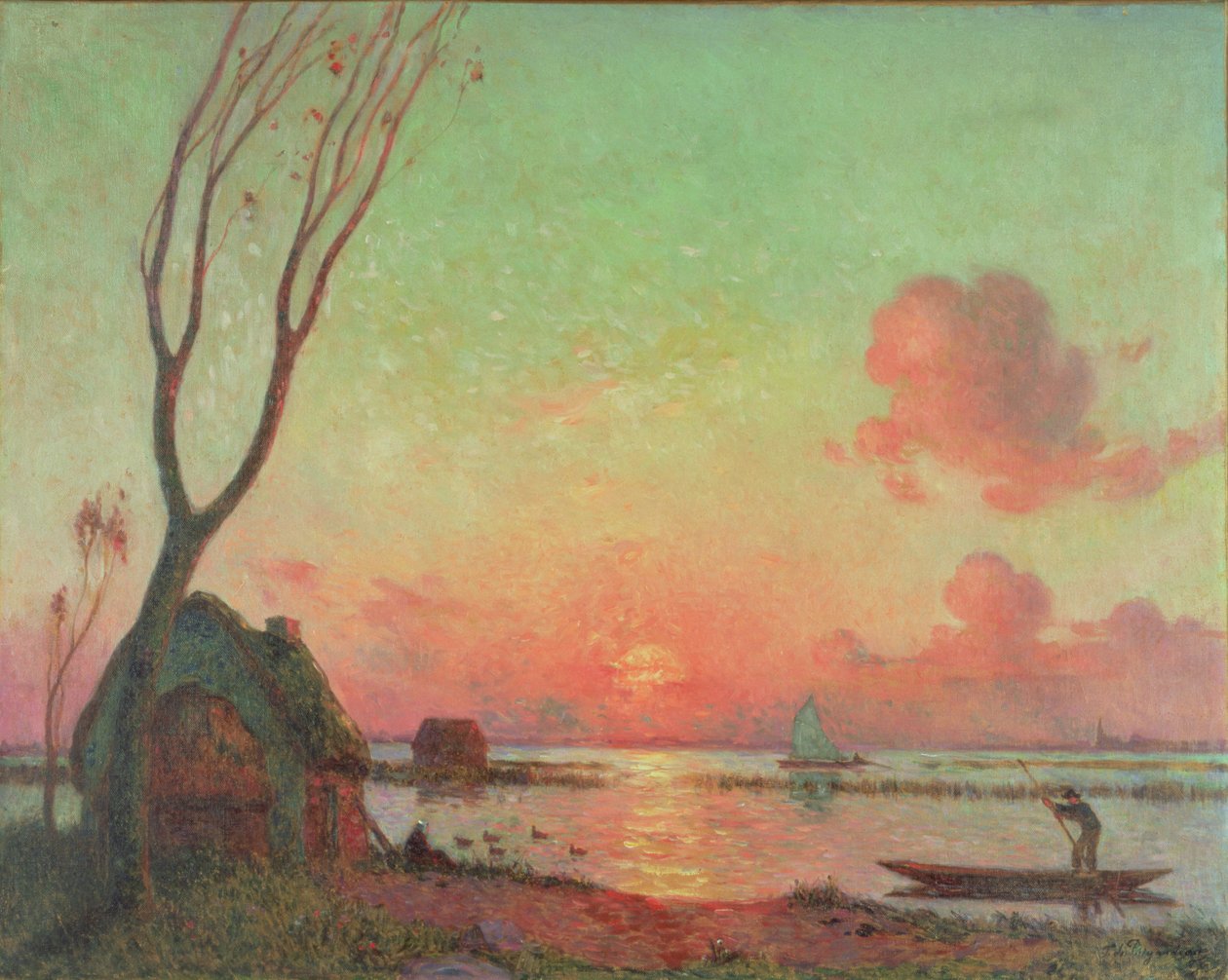 在Grande Briere的日落，c.1910 作者 费尔南德·洛延·杜普伊戈多