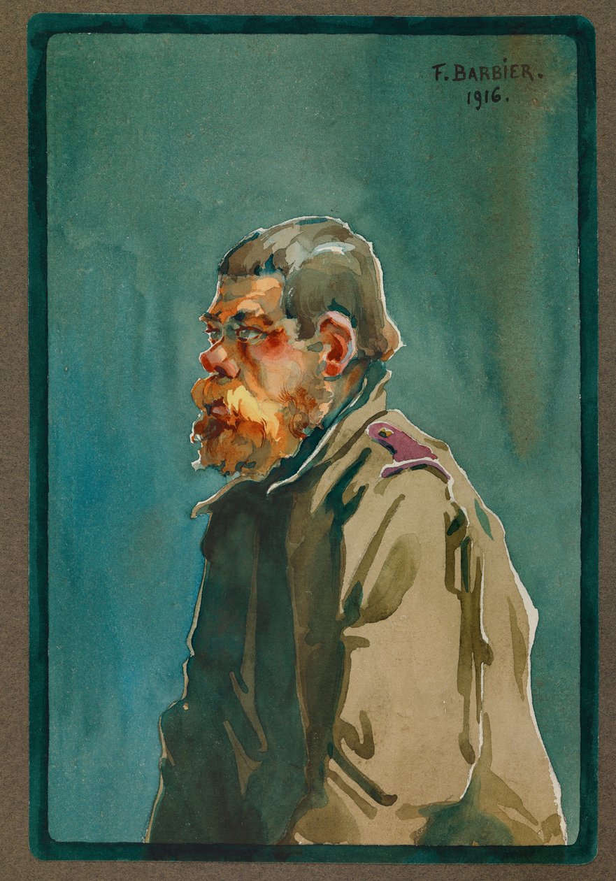 1916 年被俘的俄罗斯士兵，古斯特洛（水彩画） 作者 费尔南德·巴比尔