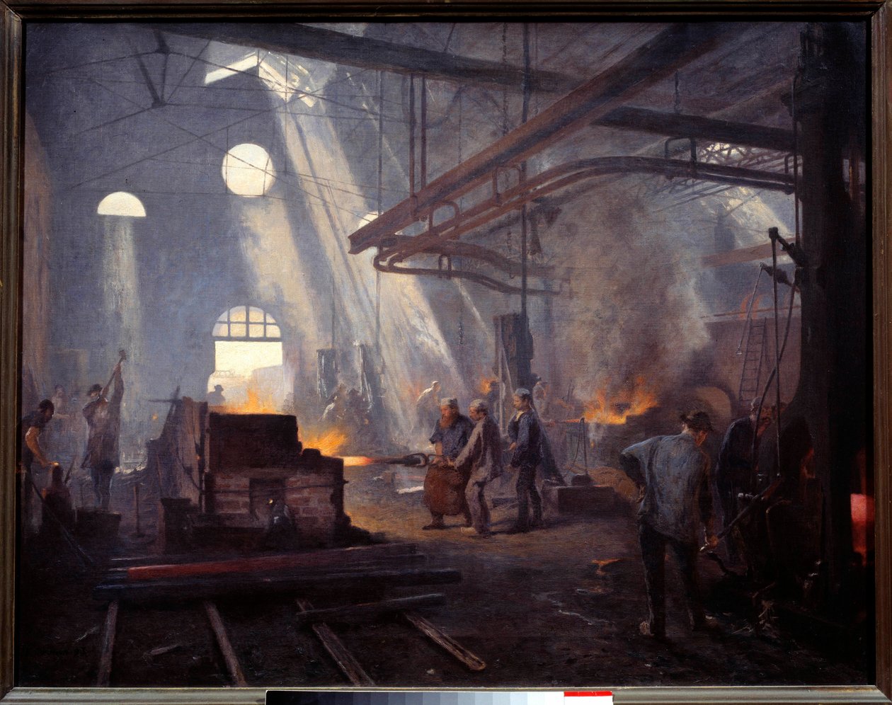 A forge. Painting by Fernand Cormon (1845-1924) 作者 费尔南德·科尔蒙（Fernand Cormon）
