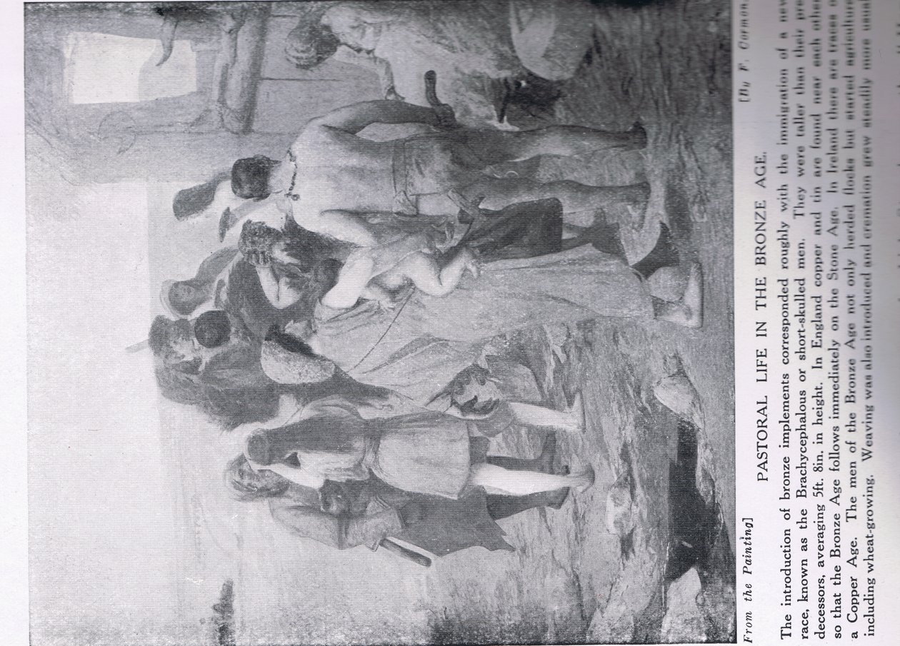 青铜时代的田园生活，来自&39;哈钦森的国家历史&39;，c.1910 作者 费尔南德·科尔蒙（Fernand Cormon）