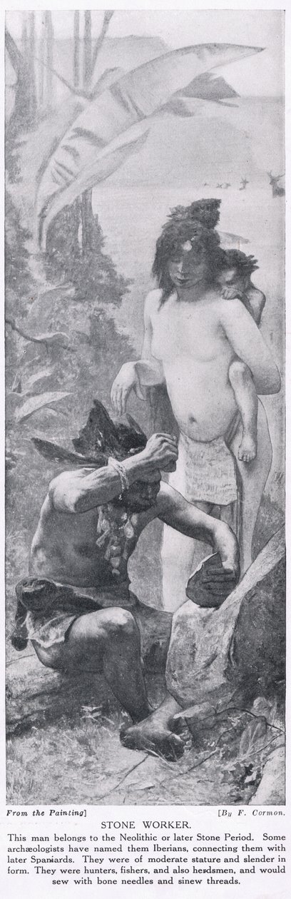 石头工人，插图来自&39;哈钦森的国家历史&39;，c.1910 作者 费尔南德·科尔蒙（Fernand Cormon）