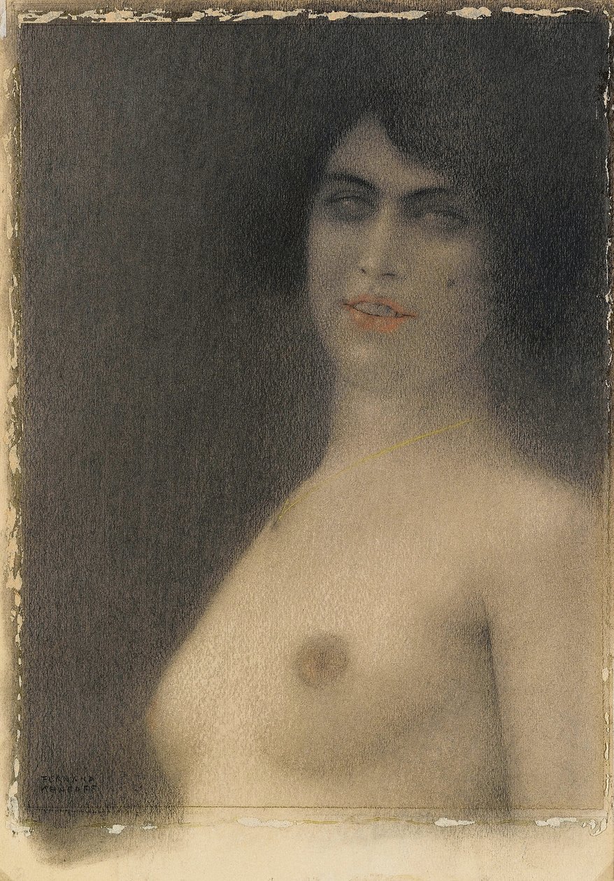 黑发，1914年 作者 费尔南德·科诺普夫