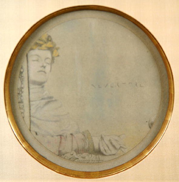 梦想家，约1900年（铅笔和彩色粉笔，灰纸）。 作者 费尔南德·科诺普夫