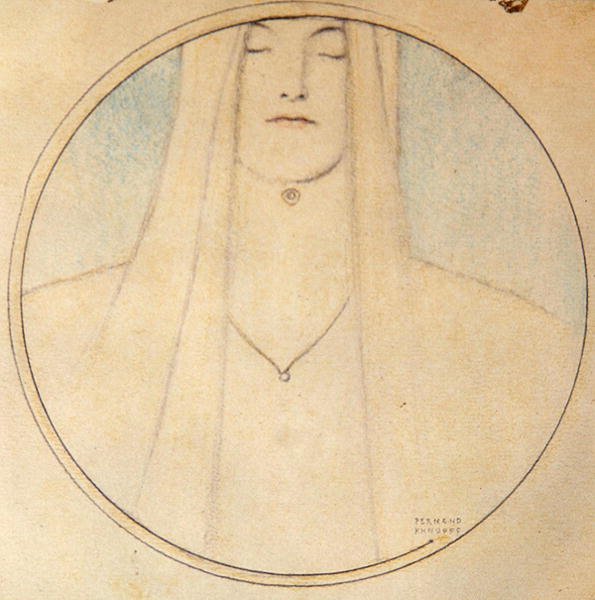 女人的头（纸上粉彩画） 作者 费尔南德·科诺普夫
