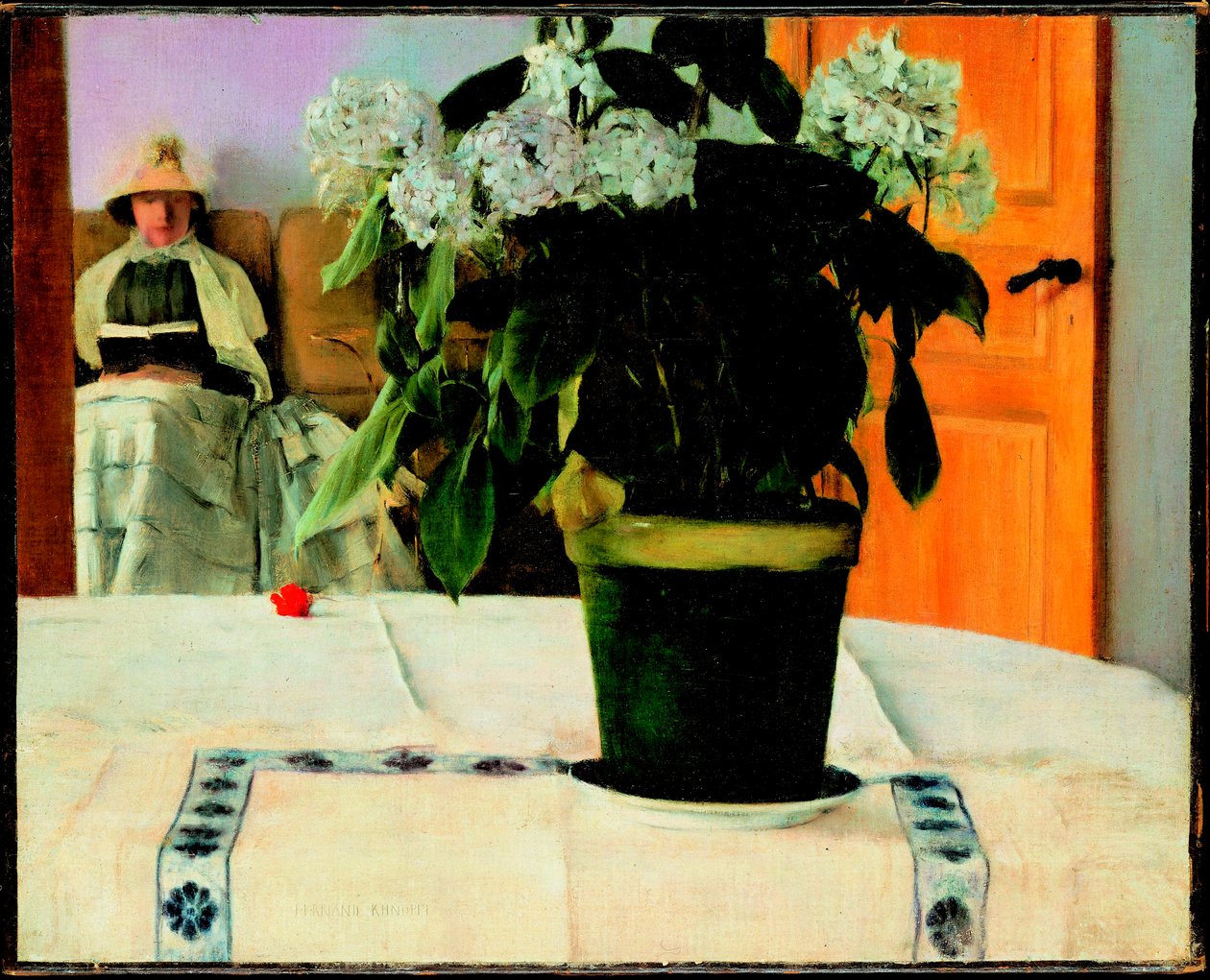 费尔南德·赫诺普夫 (1858-1921) 的“绣球花”画作 作者 费尔南德·科诺普夫